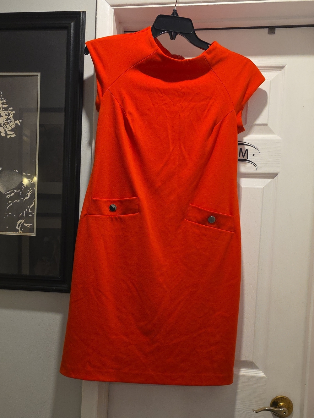 Jones New York Vibrant Orange Cap-Sleeve Shift Dress